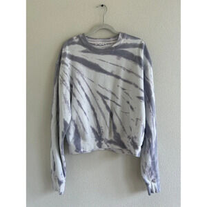 Good American Women’s Crew Neck Tie Dye 70’s Sweatshirt 70's Hip Purple White 1